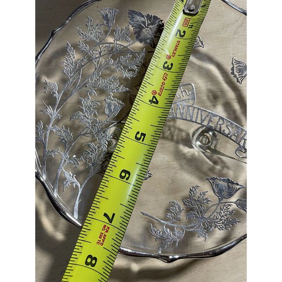 25th Anniversary vintage glass and silver plate - Picture 4 of 5